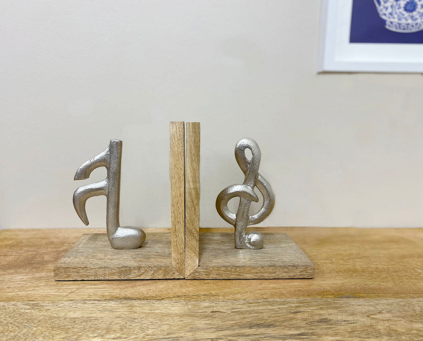 Set of 2 Musical Note Bookends for Music Lovers - Unique Home Decor