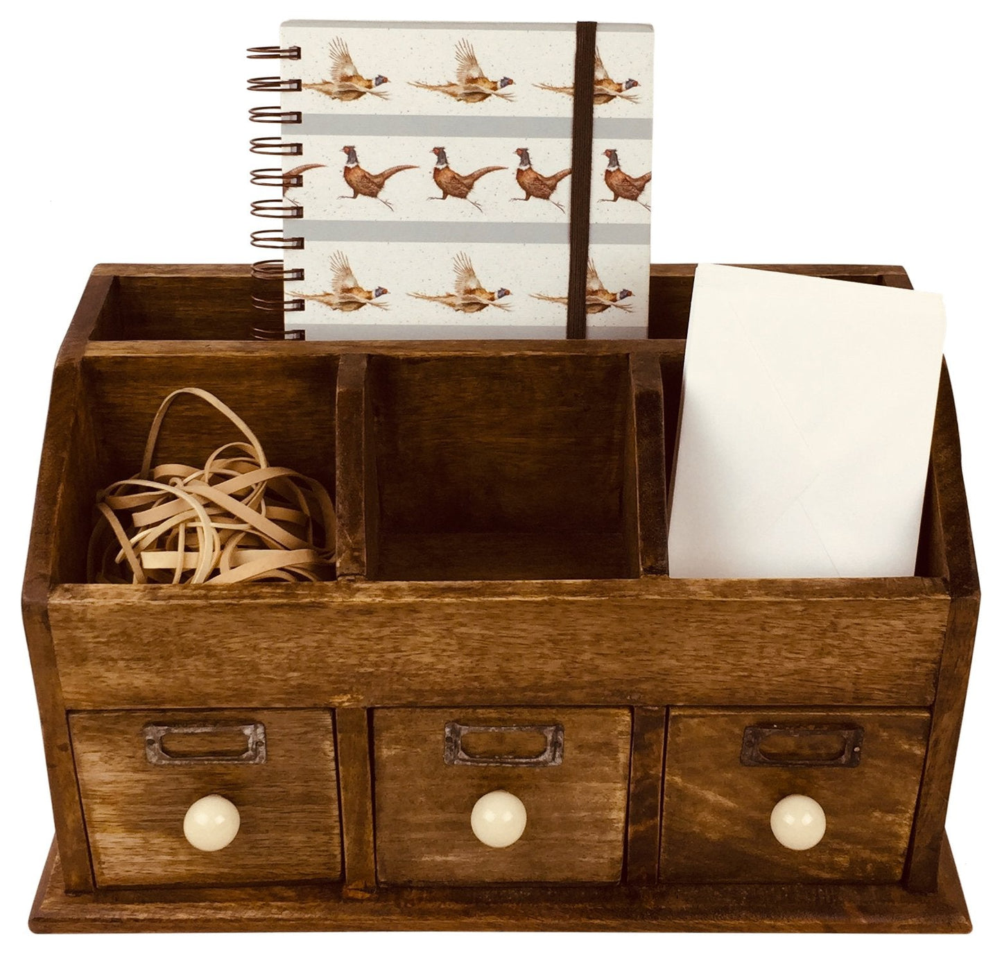 Rustic Desktop Organiser With Drawers 37cm-1