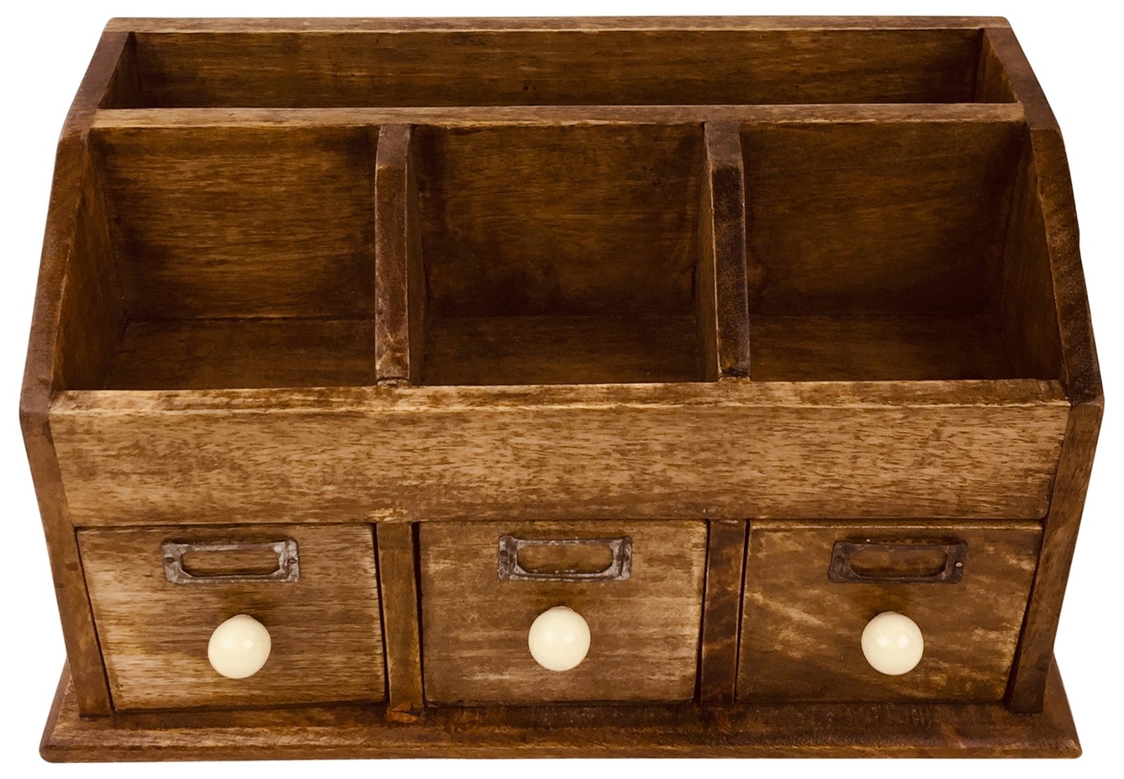 Rustic Desktop Organiser With Drawers 37cm-2
