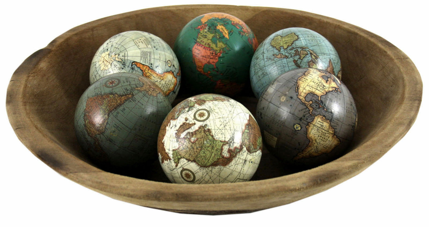 Set of 6 Decorative 3 Inch Colorful Globes Home Decor