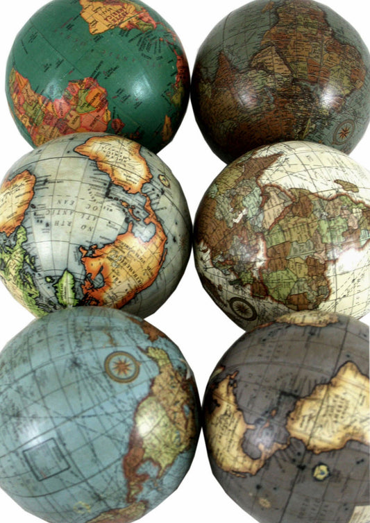 Set of 6 Decorative 3 Inch Colorful Globes Home Decor