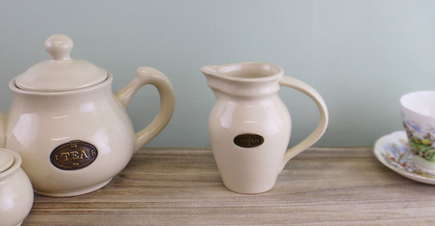 Country Cottage Cream Ceramic Jug Vintage Kitchen Decor Farmhouse Style