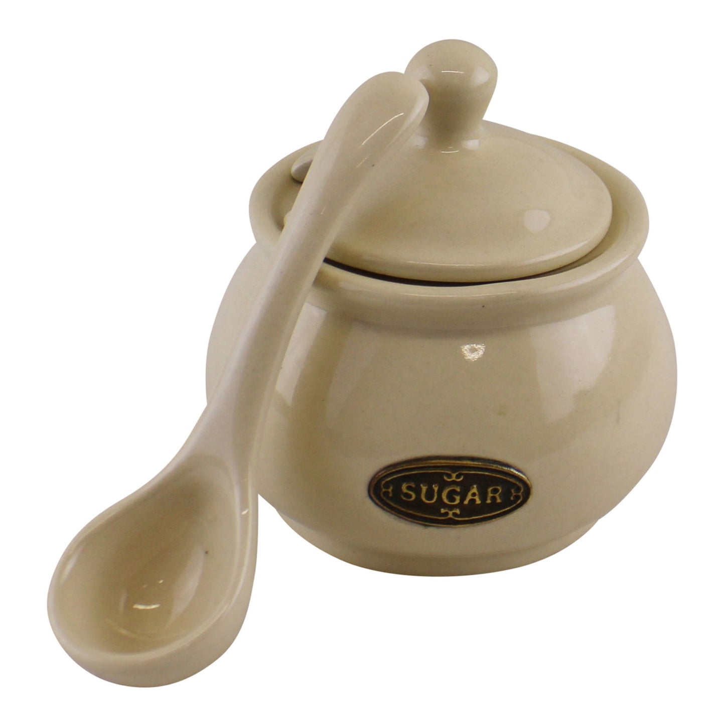 Country Cottage Cream Sugar Bowl with Lid and Spoon