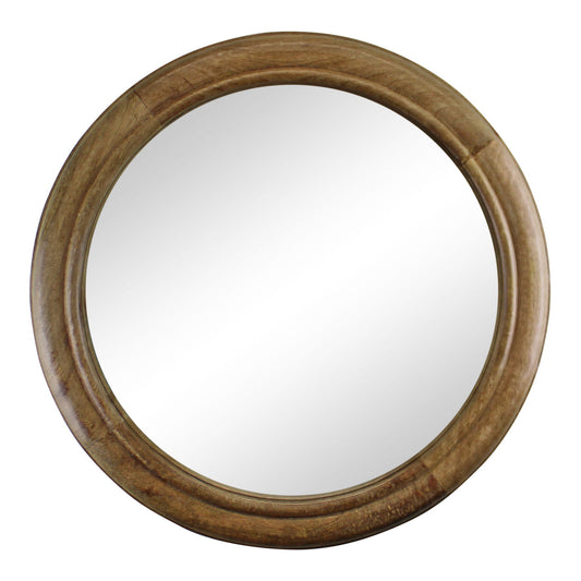 Mango Wood Round Wall Mirror 53cm - Stylish Circular Design