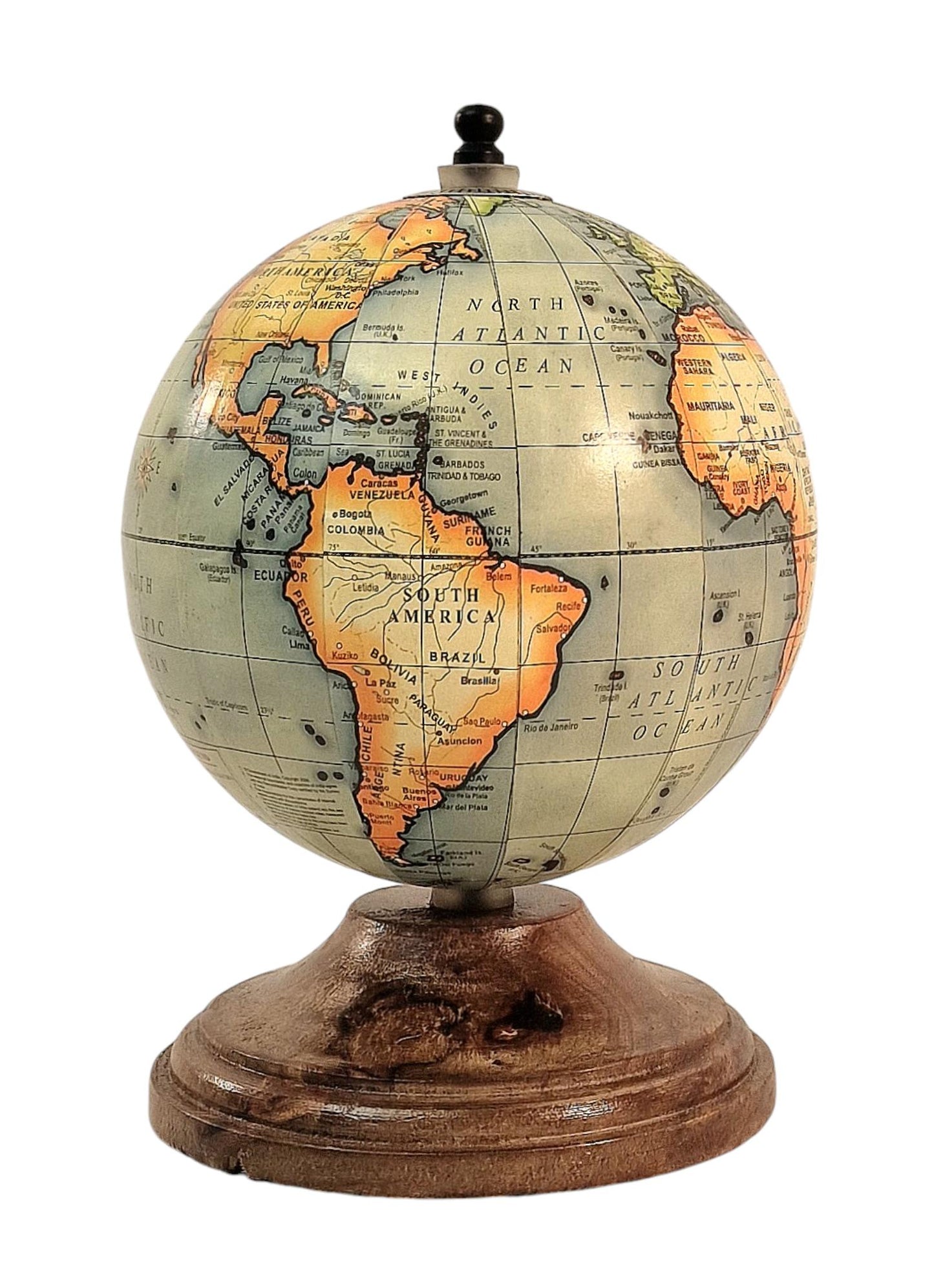 5 Inch World Globe with Mango Wood Stand Educational Decor Home Office