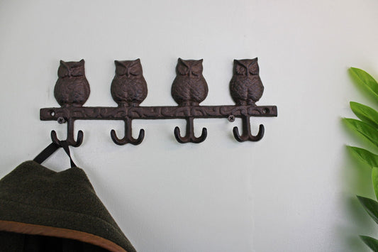 Rustic Cast Iron Owl Wall Hooks Decorative Home Decor Unique Wall Hangers