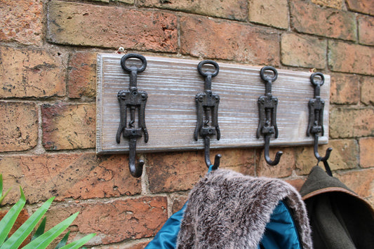 Rustic Cast Iron & Wooden Wall Hooks | Vintage Bottle Openers