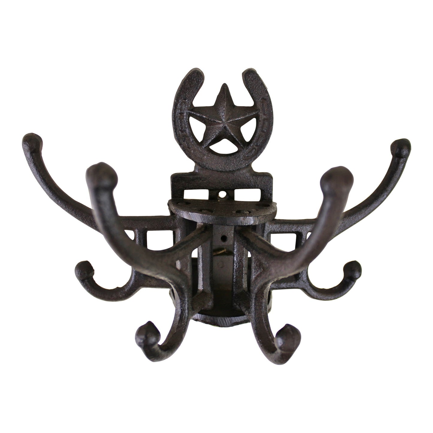 Cast Iron Wall Mounted Rotating Coat Hooks with 8 Hooks for Home Organization