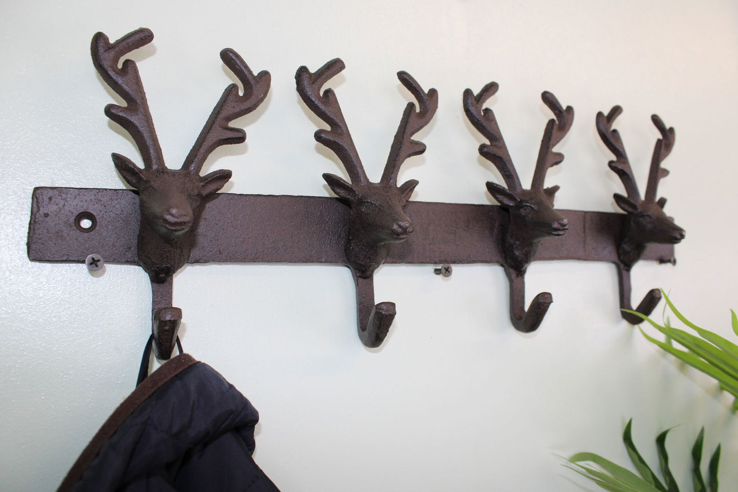 Rustic Reindeer Cast Iron Wall Hooks for Entryway or Kitchen