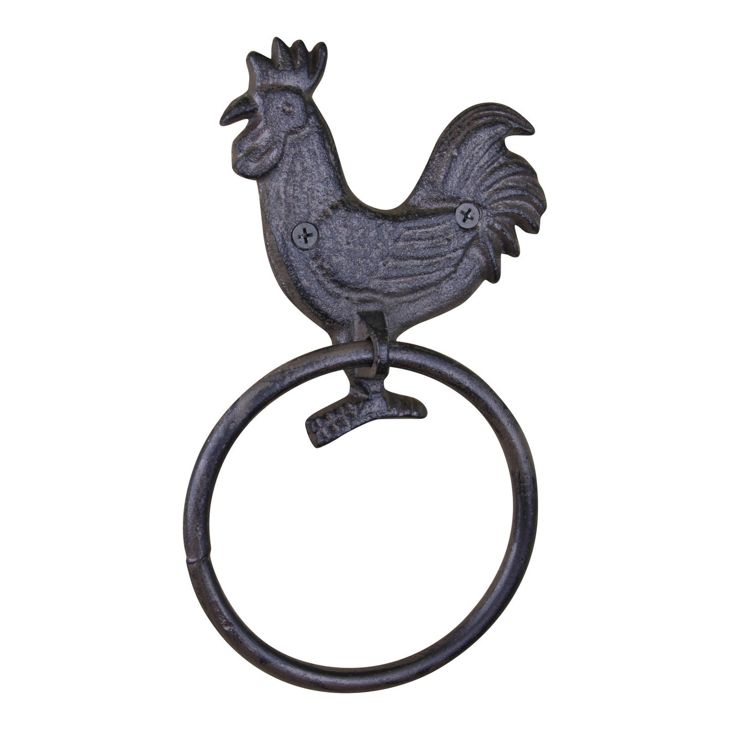 Rustic Cast Iron Towel Ring Chicken Design Farmhouse Decor Bathroom Accessories