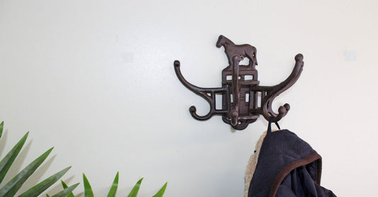 Cast Iron Wall Mounted Rotating Coat Hooks - 8 Horse Hooks for Home Decor