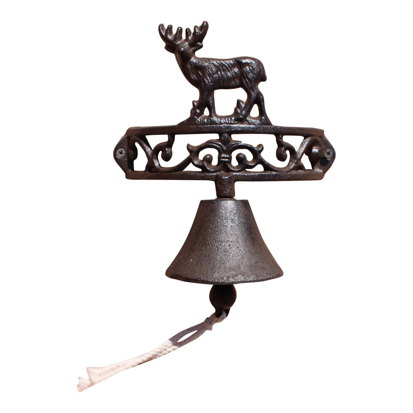 Rustic Cast Iron Wall Bell Reindeer Decor Vintage Home & Garden Accent