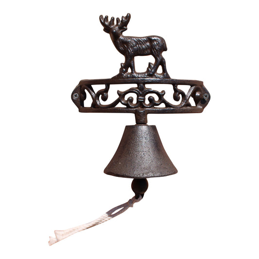 Rustic Cast Iron Wall Bell Reindeer Decor Vintage Home & Garden Accent