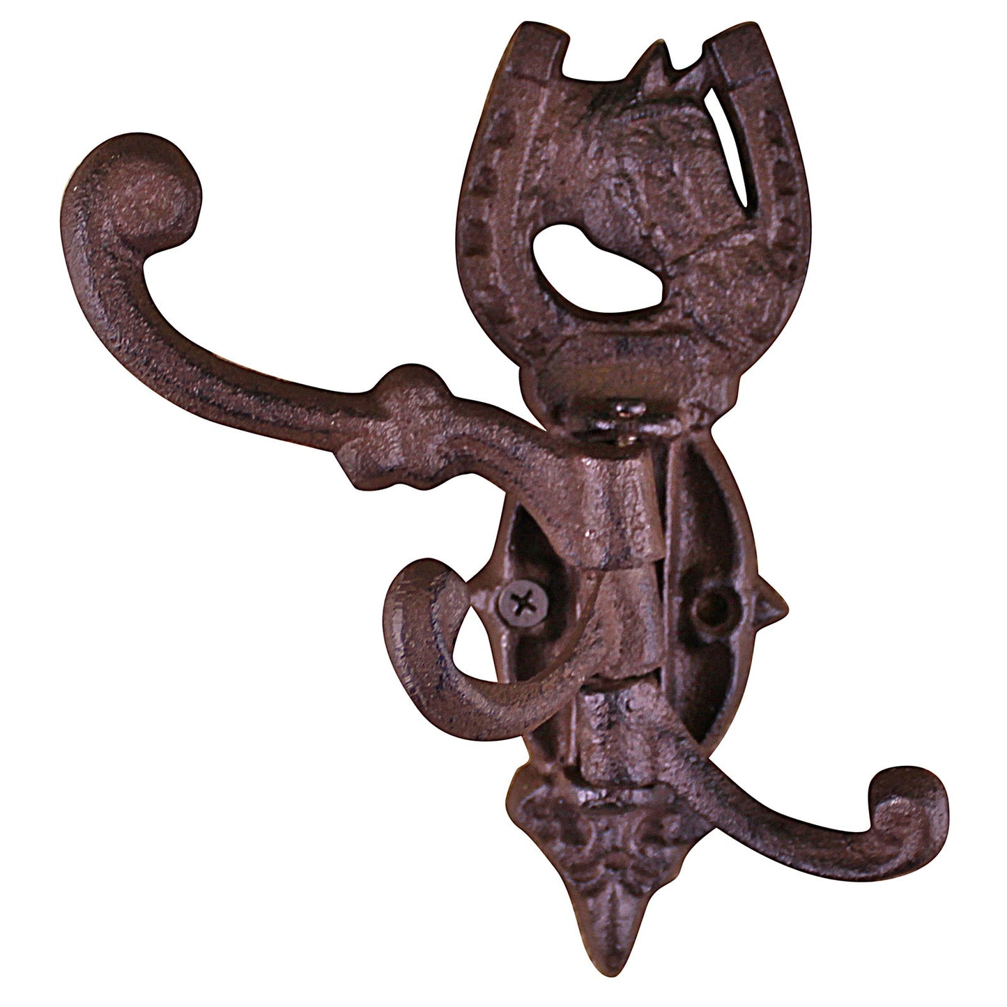 Cast Iron Wall Mounted Rotating Coat Hooks Horse Design 3 Hooks