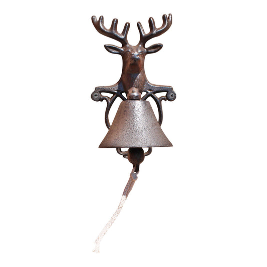 Rustic Cast Iron Wall Bell Reindeer Bust Decorative Home Accent