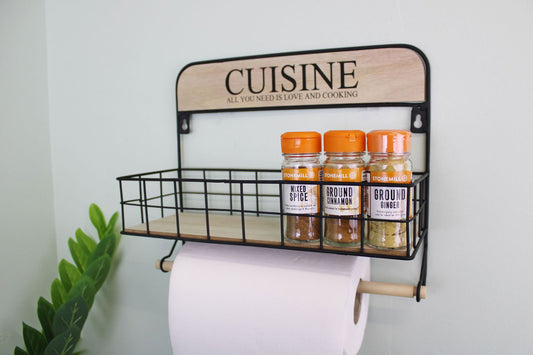 Wall Hanging Kitchen Storage Unit with Roll Holder Space Saving Organizer