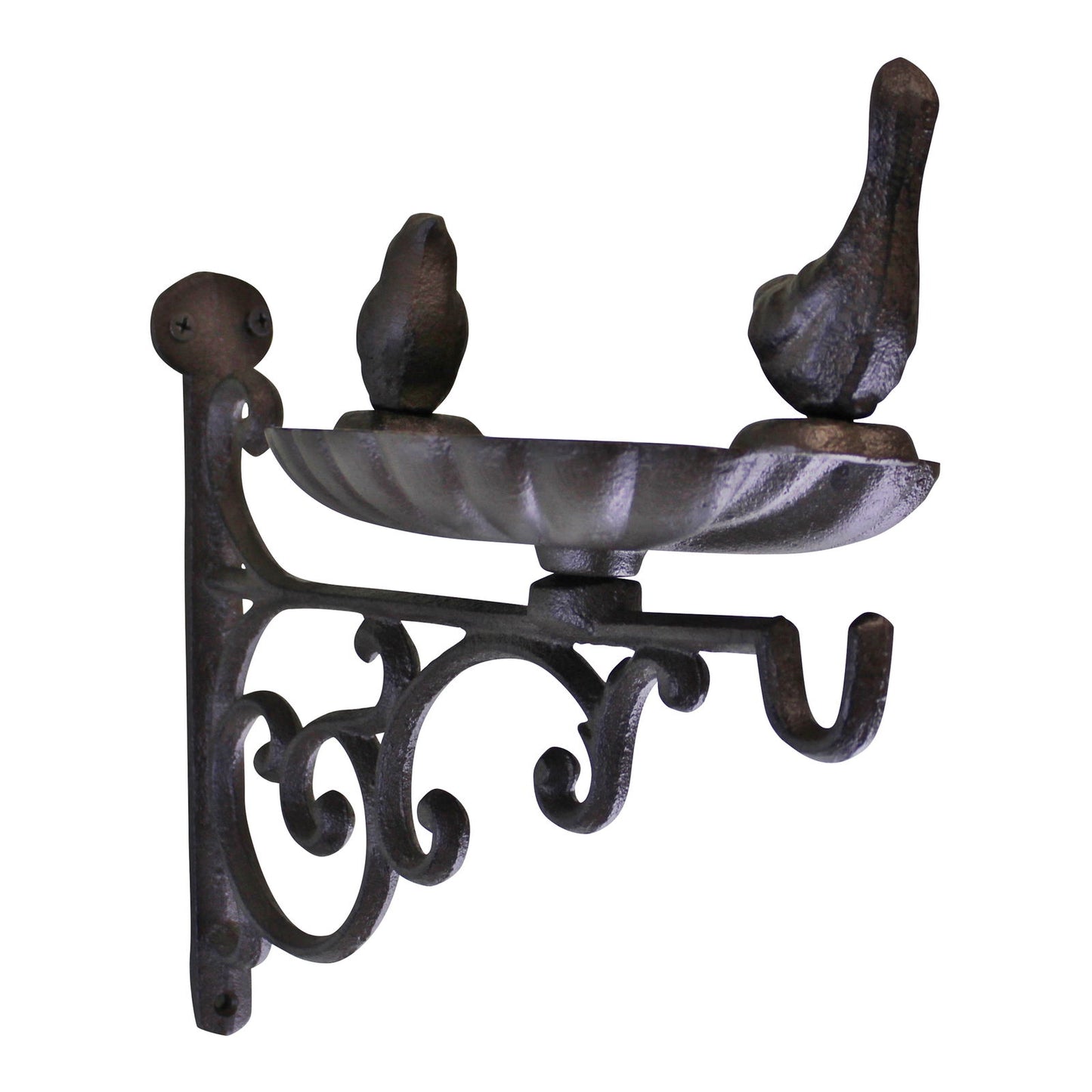 Cast Iron Wall Bracket Hanging Basket with Bird Feeder Garden Decor