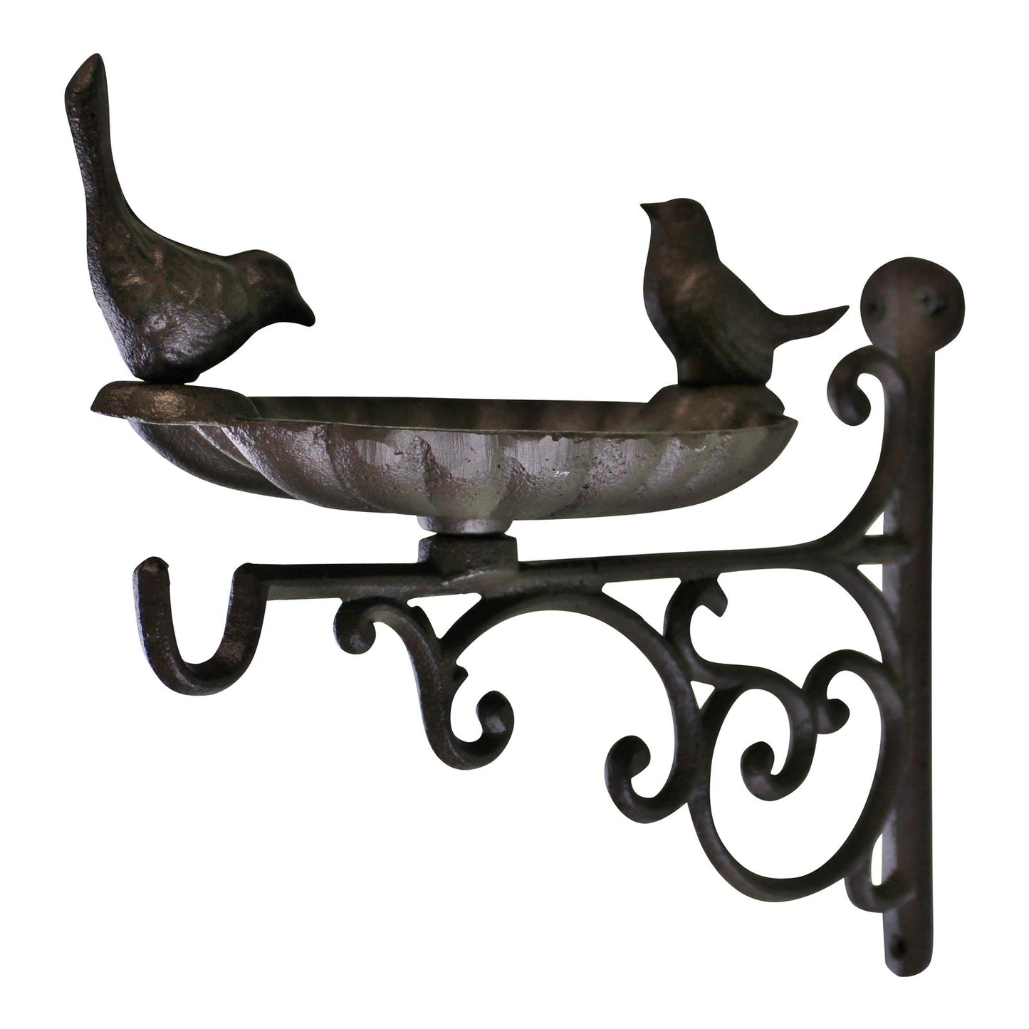 Cast Iron Wall Bracket Hanging Basket with Bird Feeder Garden Decor