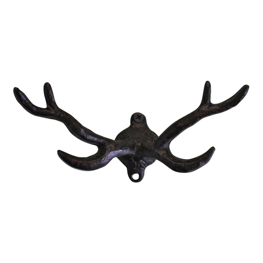 Rustic Cast Iron Wall Hooks Stag Antler Design Small Size Home Decor