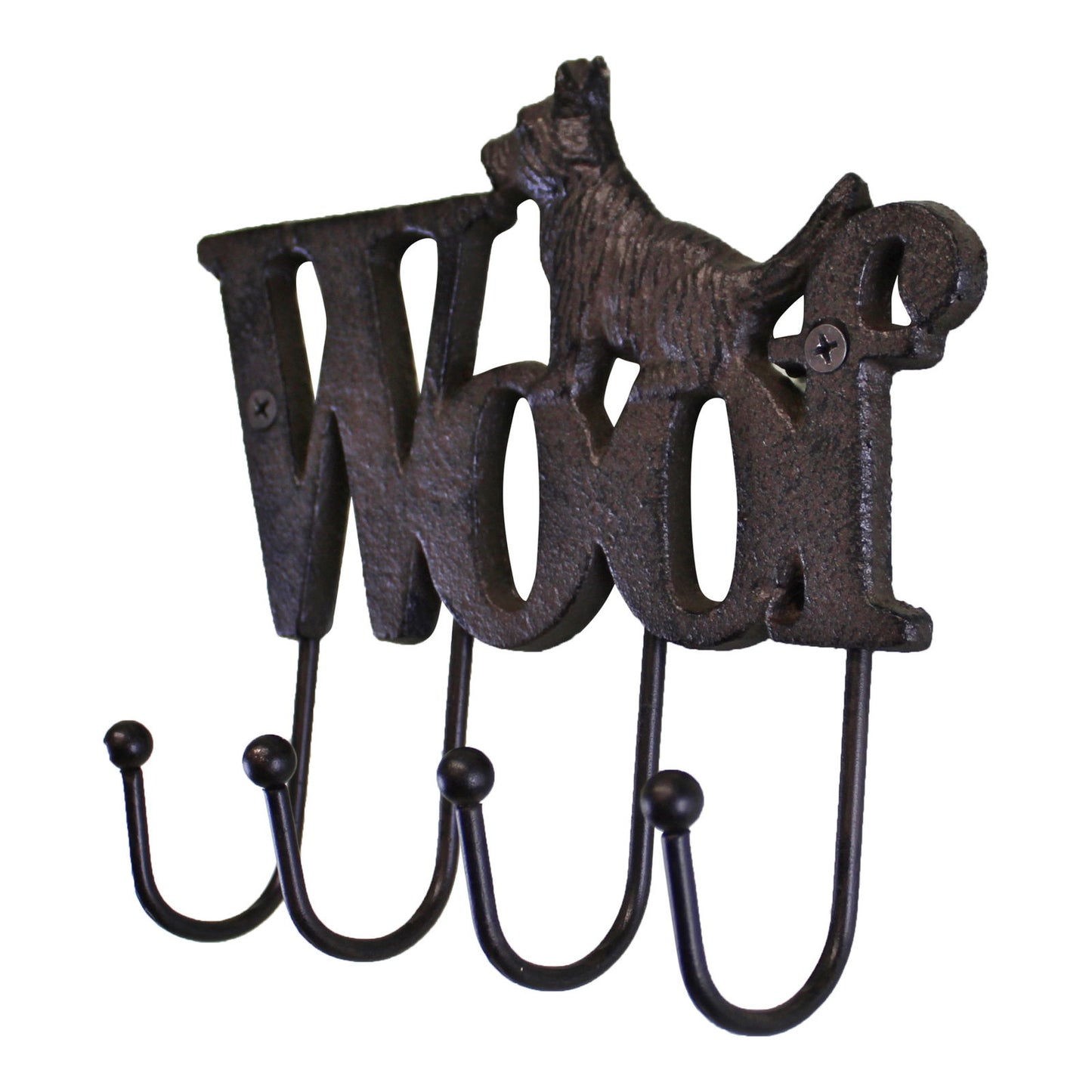 Rustic Cast Iron Dog Wall Hooks - 4 Hook Design for Home Decor