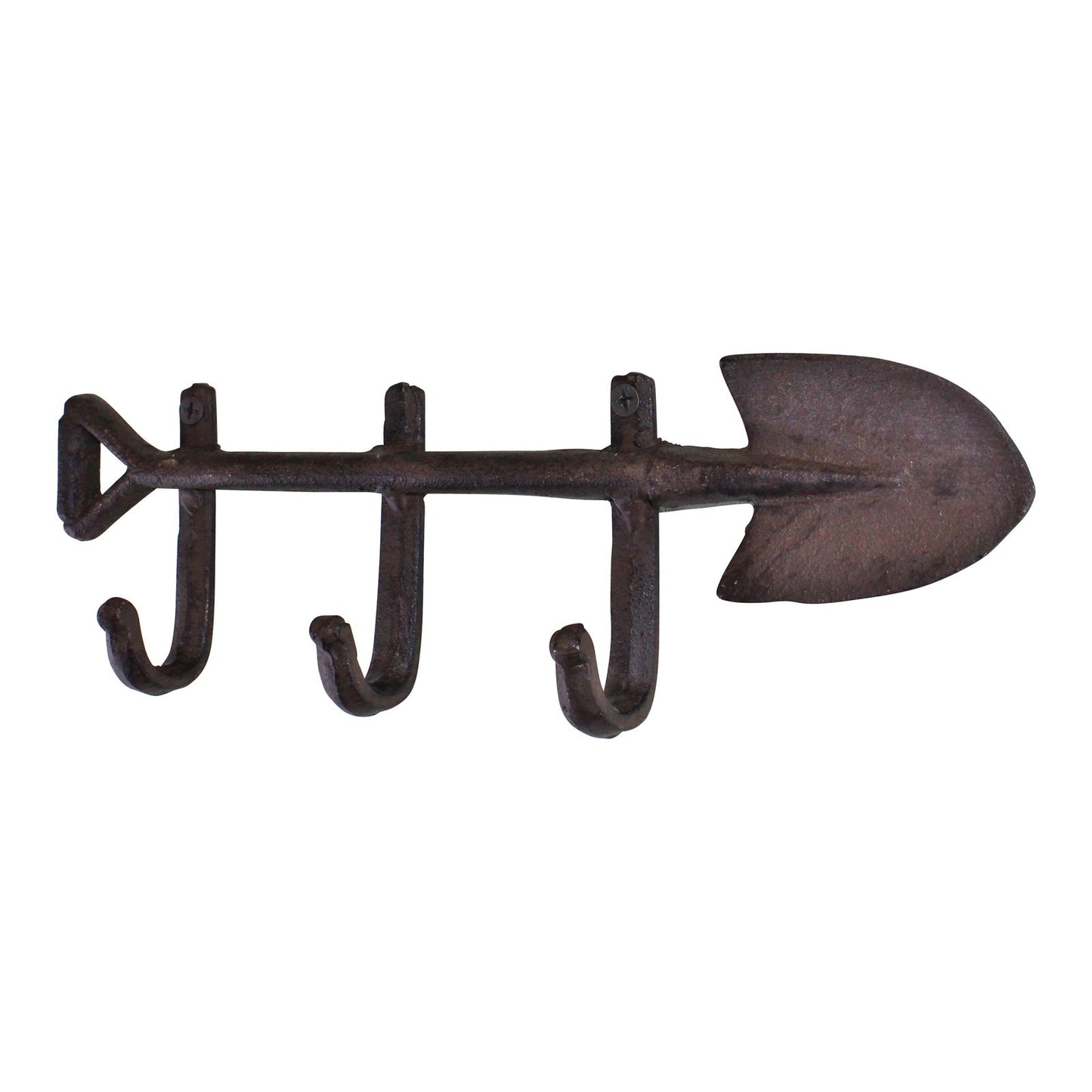 Rustic Cast Iron Wall Hooks Garden Spade Design with 3 Hooks for Home Decor