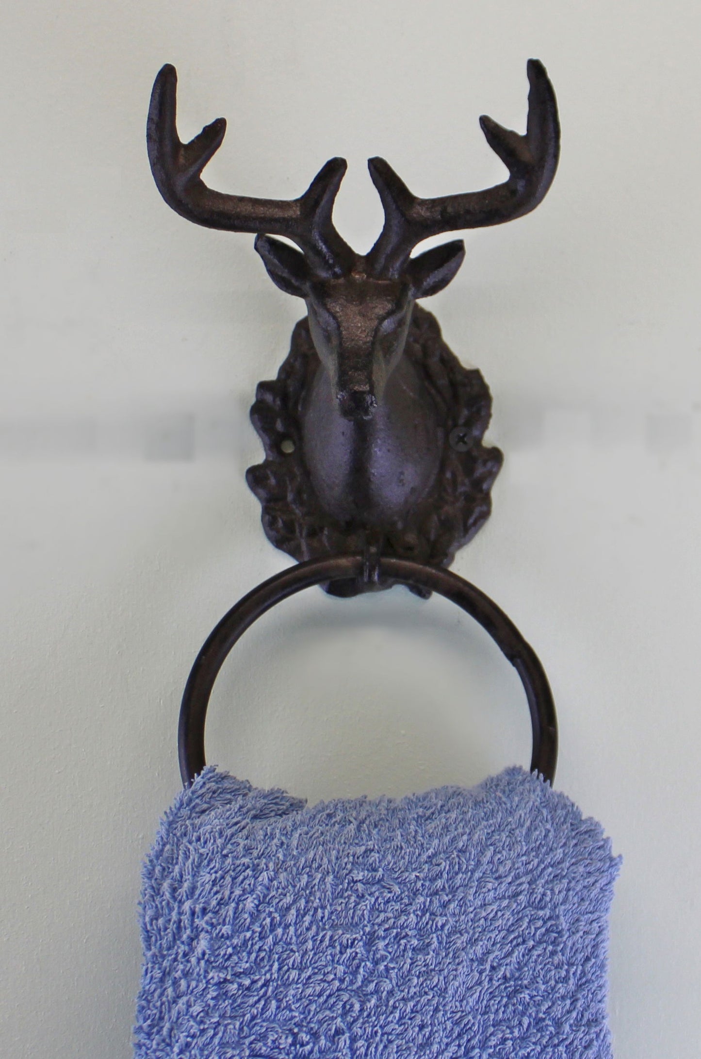 Rustic Stag Head Cast Iron Towel Ring Vintage Home Decor Bathroom Accessory
