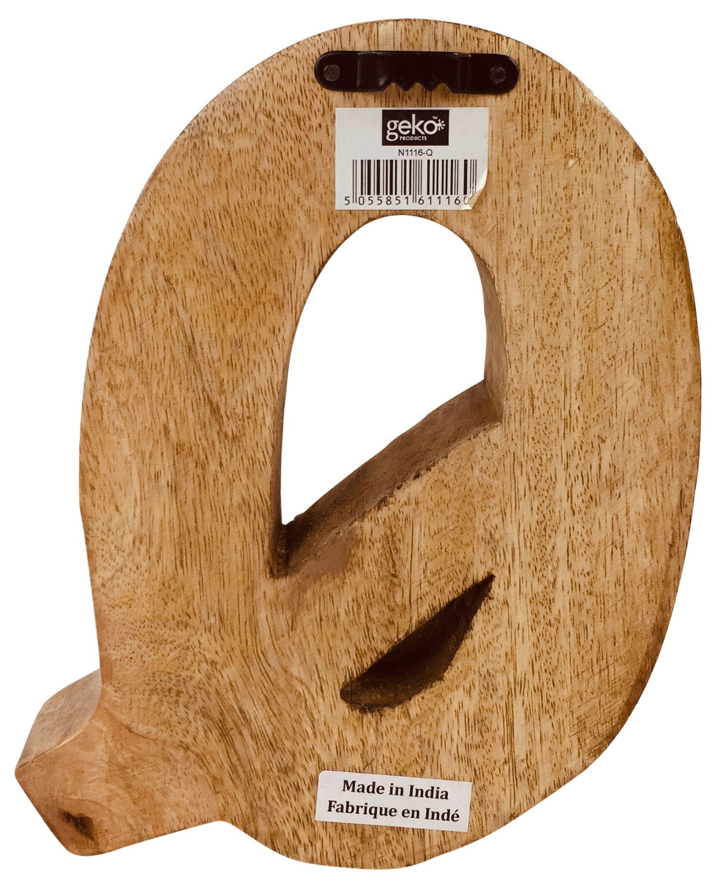 Hand Carved Wooden Letter Q Embossed Decorative Art Unique Home Decor
