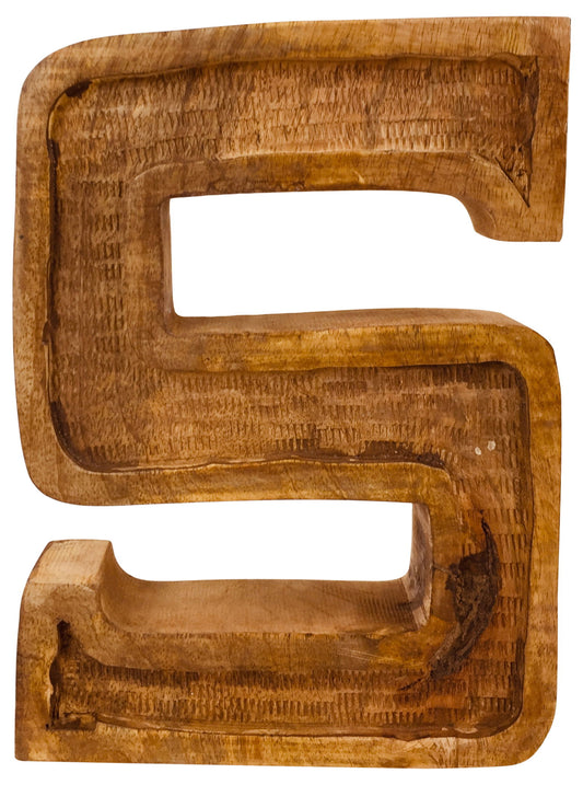 Hand Carved Wooden Letter S Embossed Decorative Art Unique Home Decor