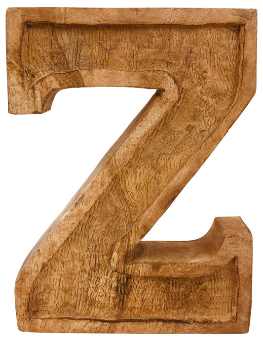 Hand Carved Wooden Letter Z Unique Embossed Home Decor Rustic Wall Art