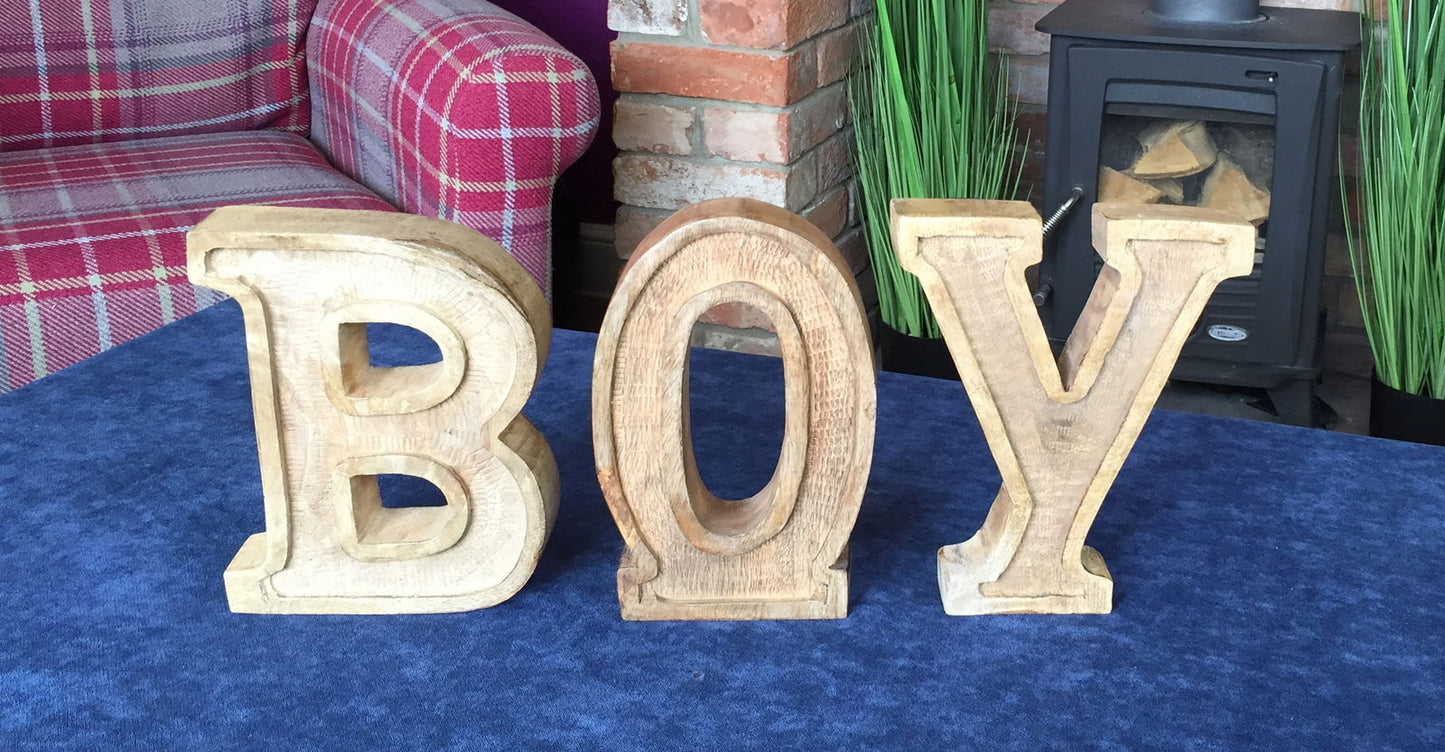 Hand Carved Wooden Embossed Letters for Boys Unique Decor Personalized Gift