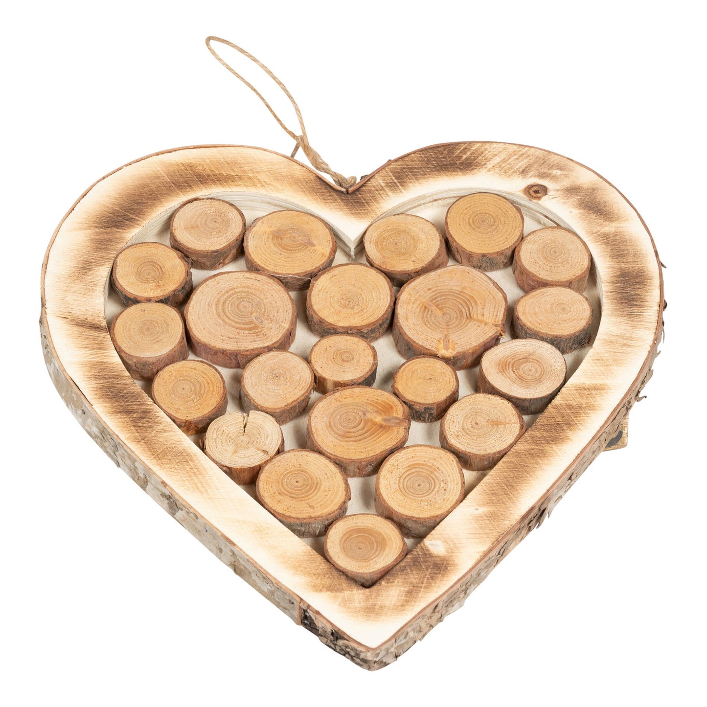 28cm Wooden Hanging Heart Burnt Effect Home Decor Rustic Wall Art
