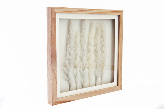 White Pampas Grass in Square Frame 31cm Decorative Home Decor