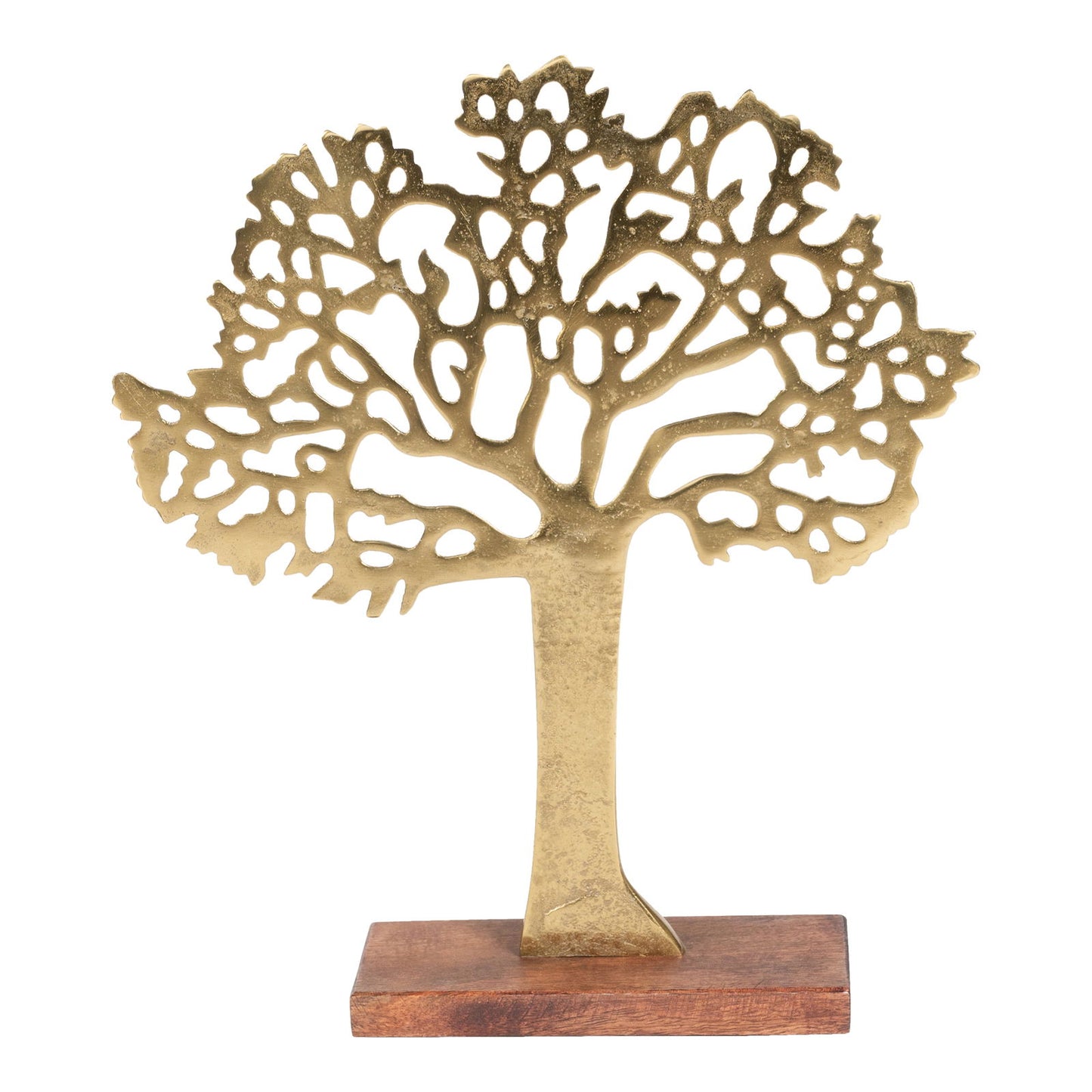 Antique Gold Tree on Wooden Base Decorative Home Accent