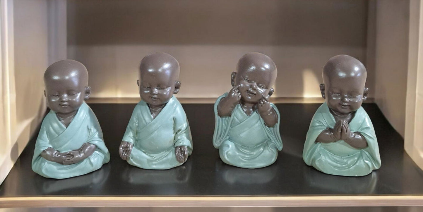 Buddha Ornament Gift Set of 4 Decorative Figurines for Home Decor