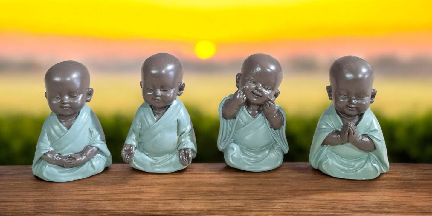 Buddha Ornament Gift Set of 4 Decorative Figurines for Home Decor