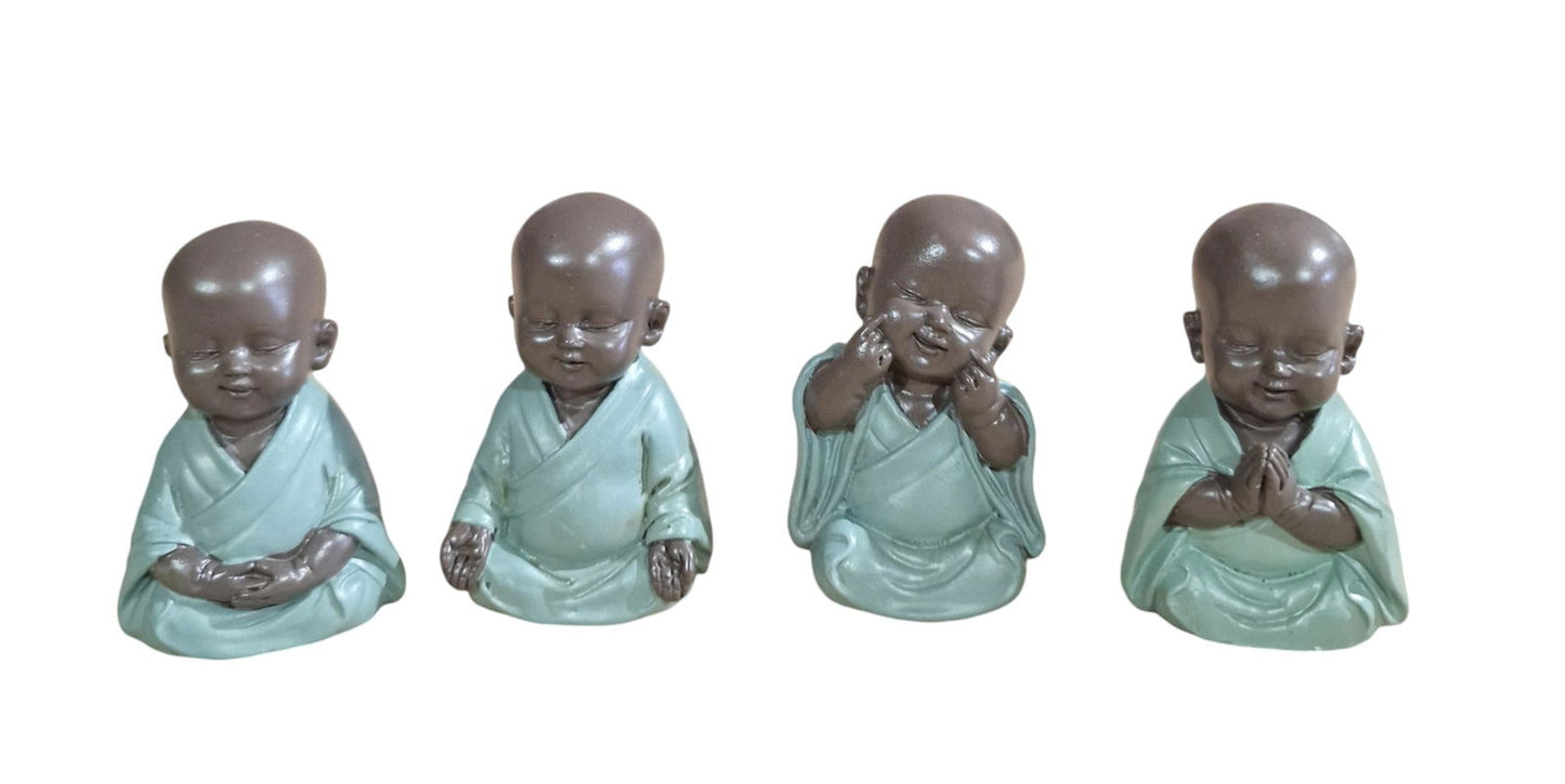 Buddha Ornament Gift Set of 4 Decorative Figurines for Home Decor