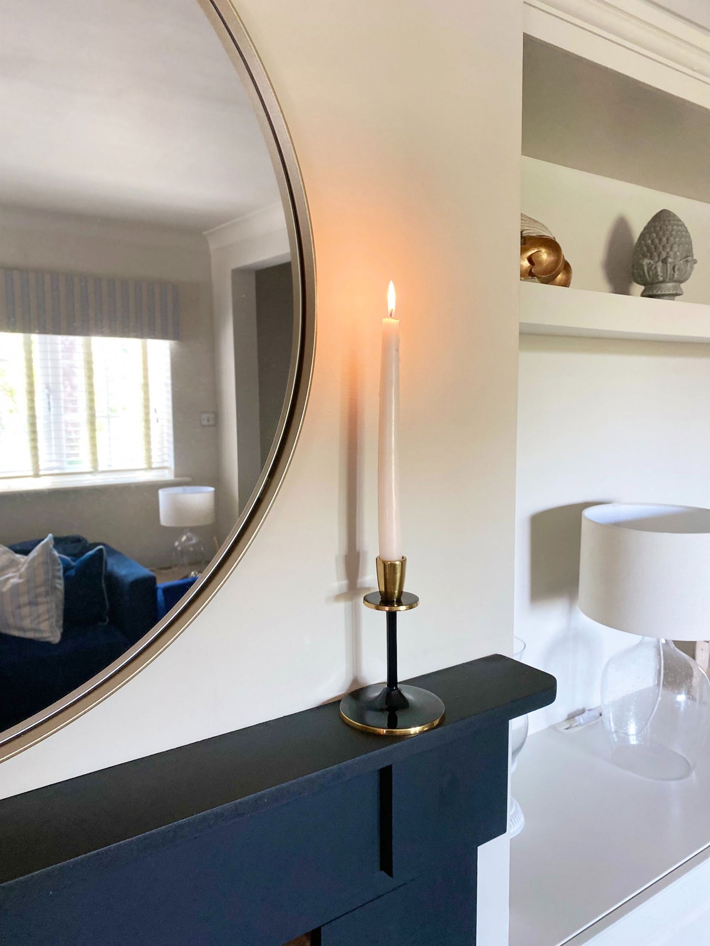 Small Black and Gold Decorative Candlestick Elegant Home Decor Accent