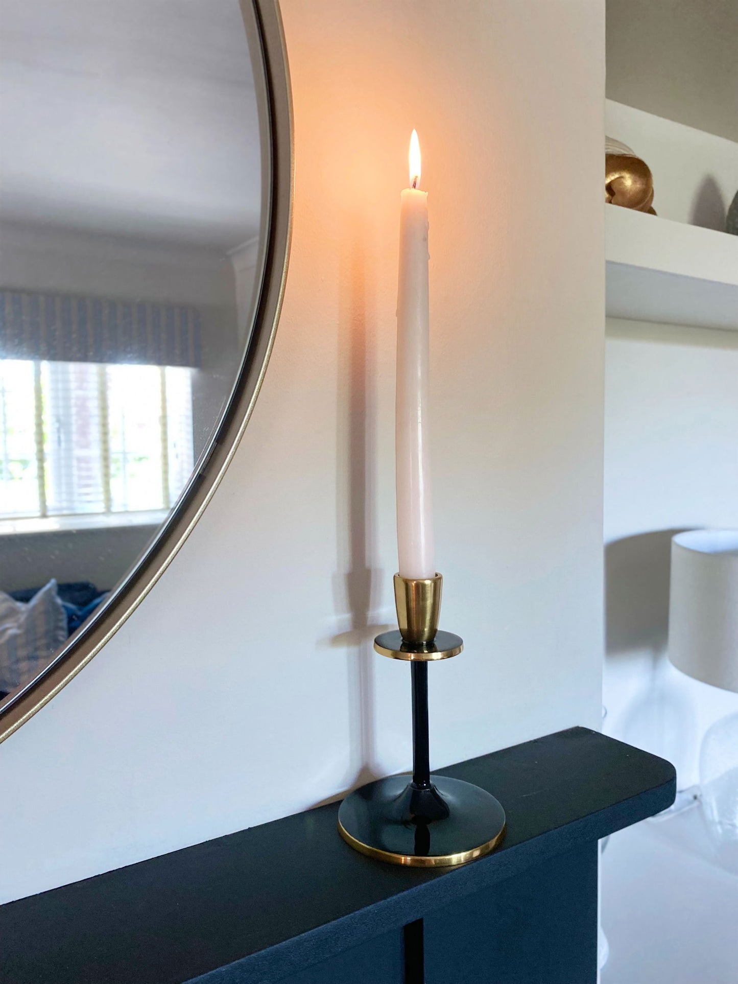 Small Black and Gold Decorative Candlestick Elegant Home Decor Accent