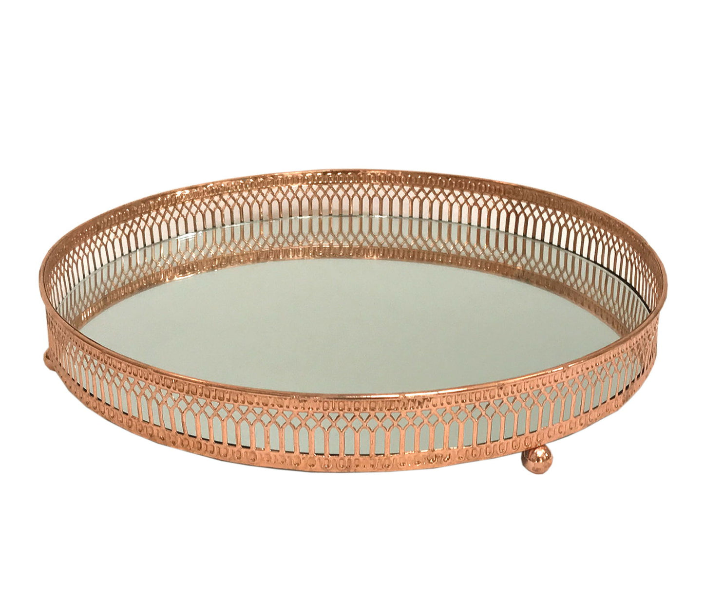 Copper Mirror Candle Plate Decorative Home Accent Elegant Centerpiece