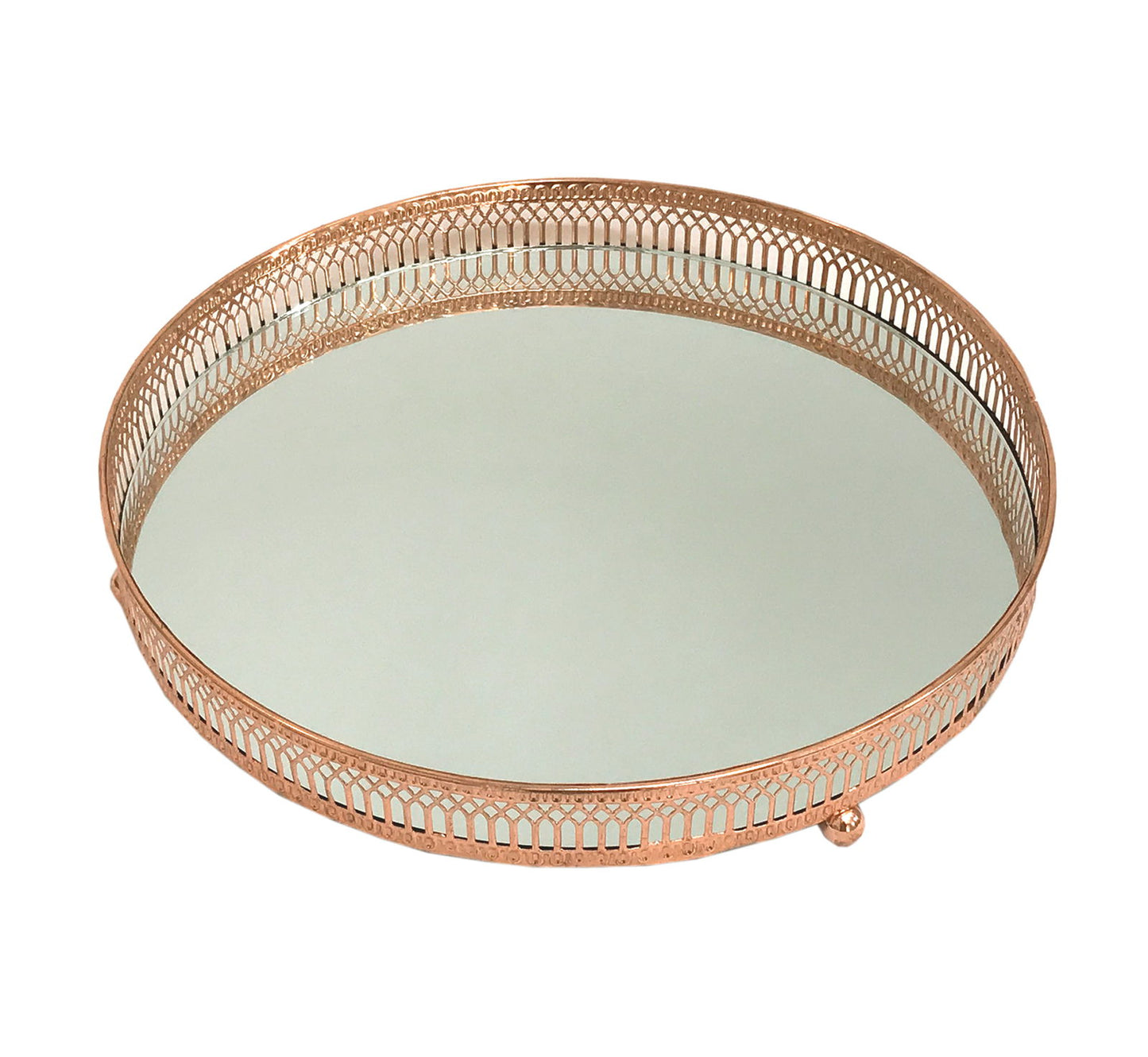 Copper Mirror Candle Plate Decorative Home Accent Elegant Centerpiece