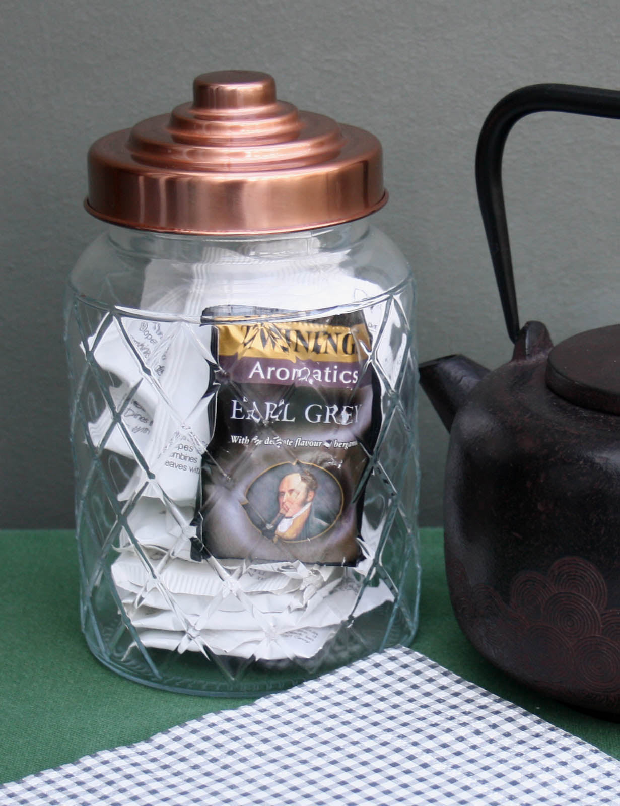 7 Inch Round Glass Jar with Copper Lid for Storage and Home Decor