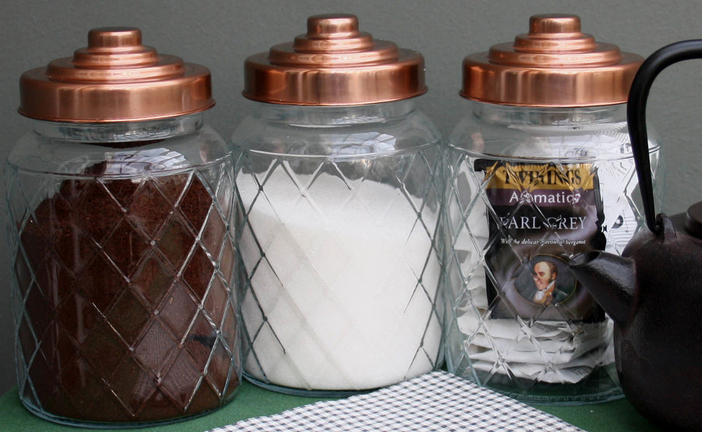 7 Inch Round Glass Jar with Copper Lid for Storage and Home Decor