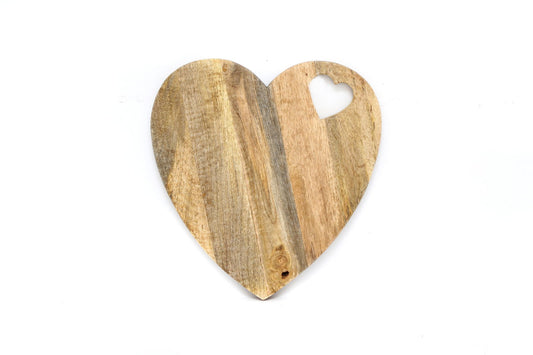 40cm Heart Shaped Wooden Chopping Board for Cooking & Serving