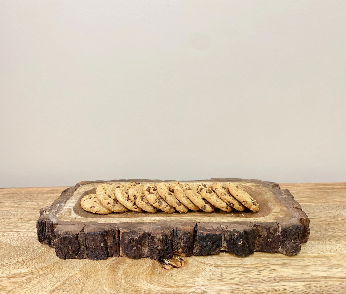 Rustic Wooden Platter Tray with Bark Edging Perfect for Serving