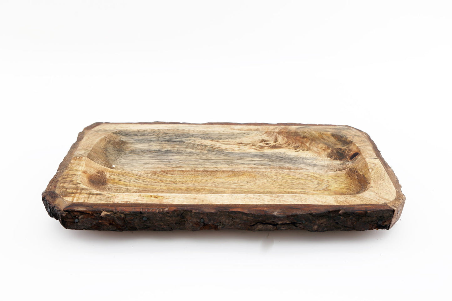 Rustic Wooden Platter Tray with Bark Edging Perfect for Serving