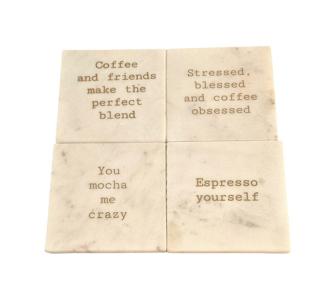 Set of 8 Tea & Coffee Marble Coasters - Perfect for Home Decor
