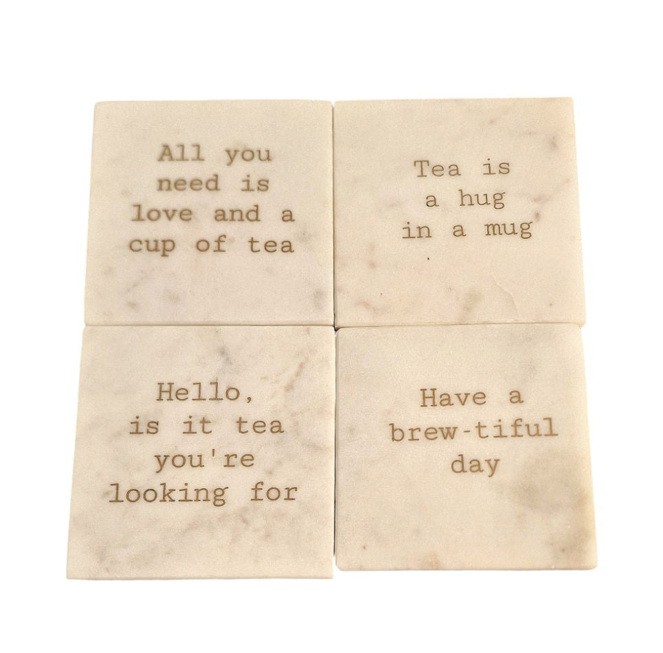 Set of 8 Tea & Coffee Marble Coasters - Perfect for Home Decor