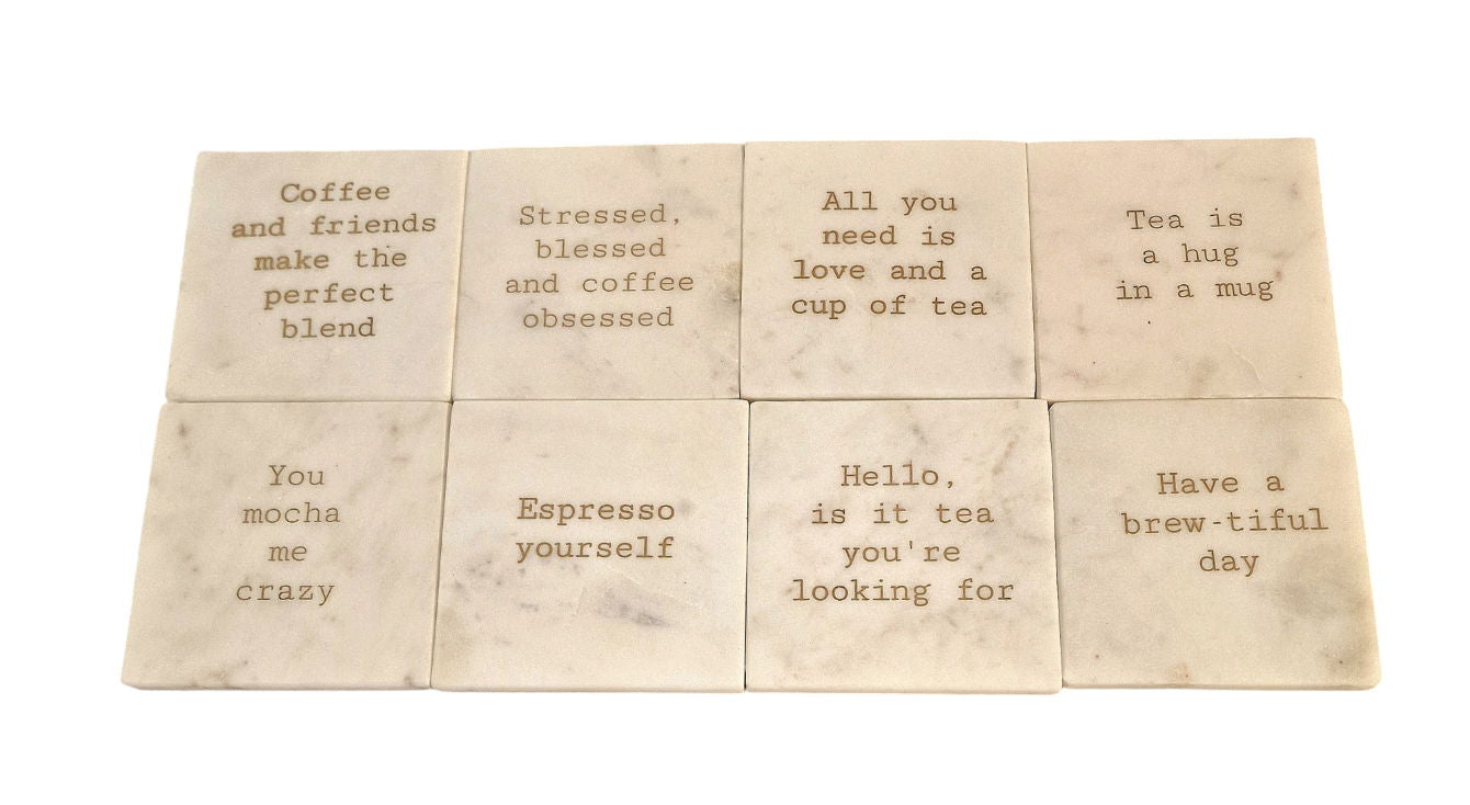 Set of 8 Tea & Coffee Marble Coasters - Perfect for Home Decor