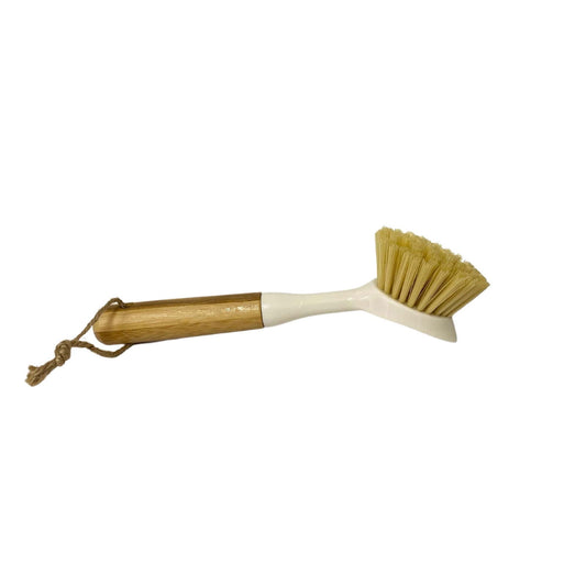 Cream Bamboo Handle Washing Up Brush Eco-Friendly Kitchen Cleaning Tool