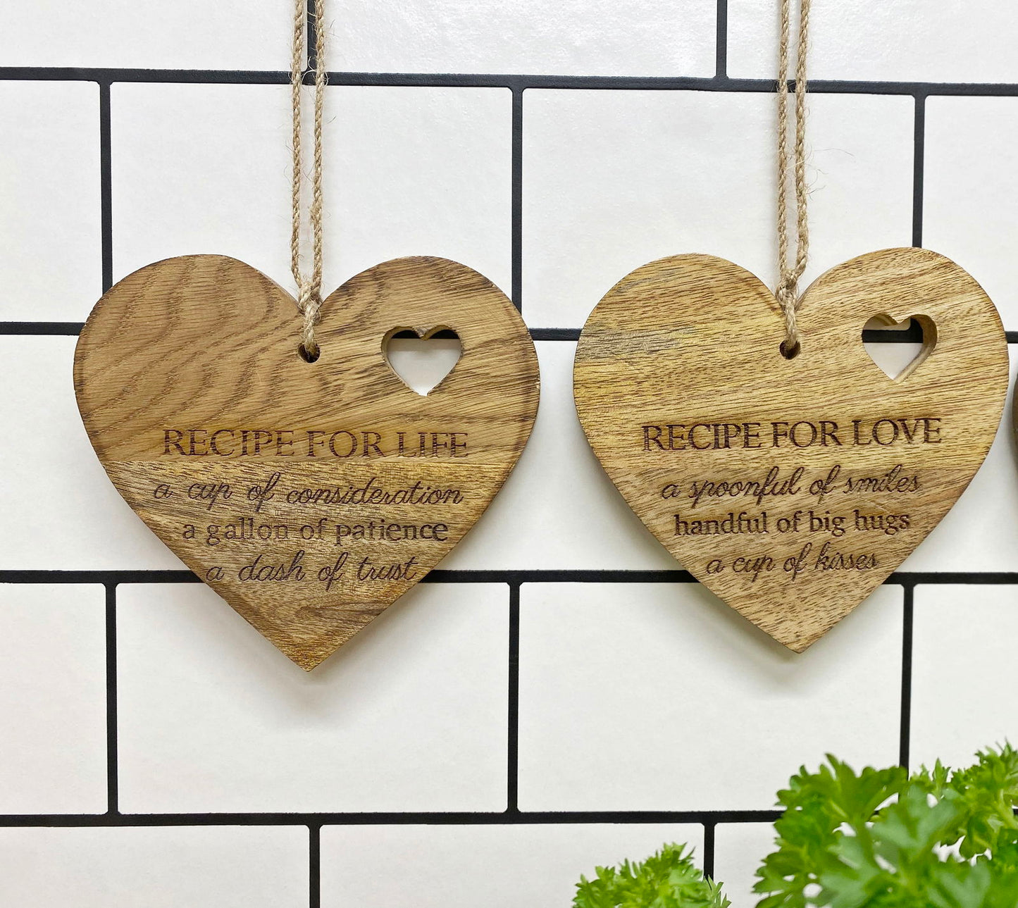 4 Black Etched Wood Heart Plaques Life Recipe Hanging Decor